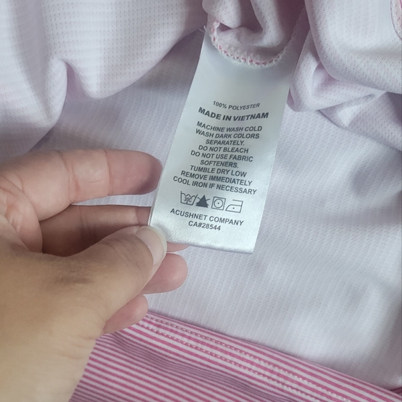 FootJoy Men's 2XL, Long Sleeve, Striped Polo, Pink and White, Golf - Picture 3 of 6